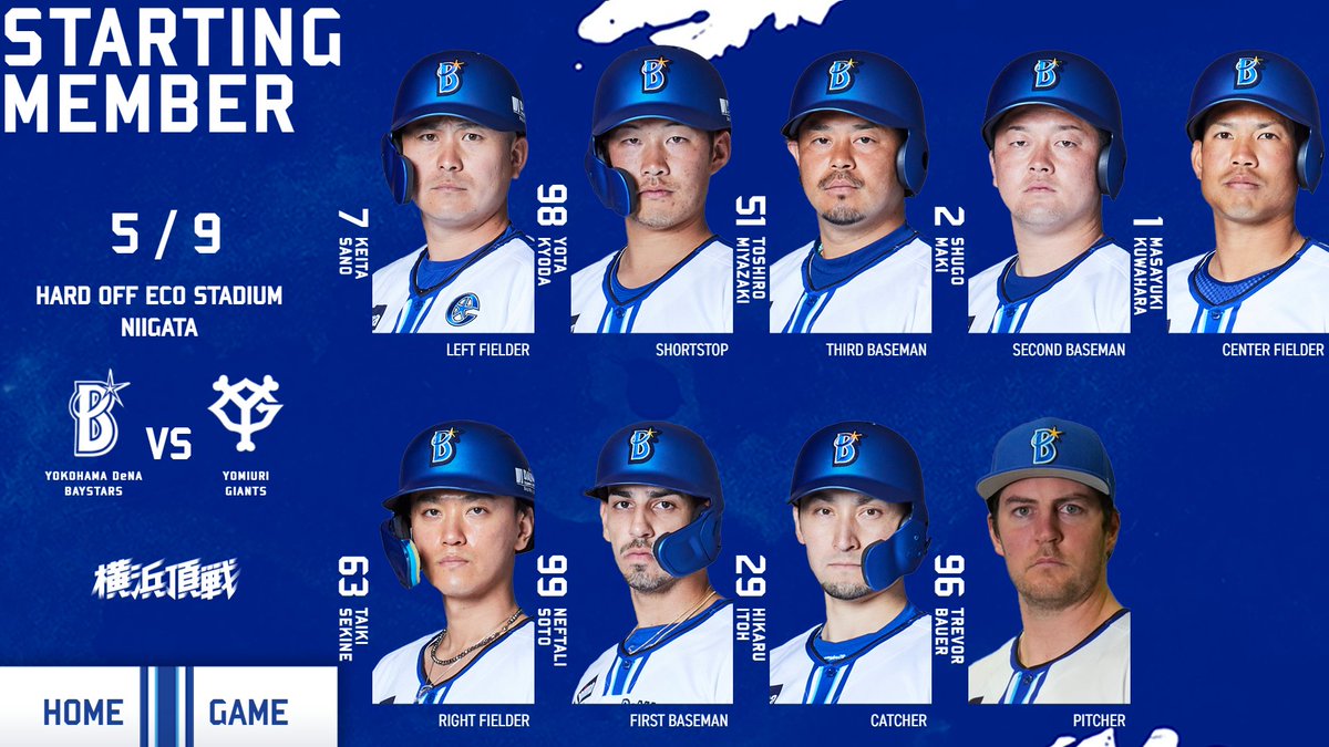 ydb_yokohama's tweet photo. STARTING LINEUP.              

#baystars https://t.co/u3QjRIlzHU