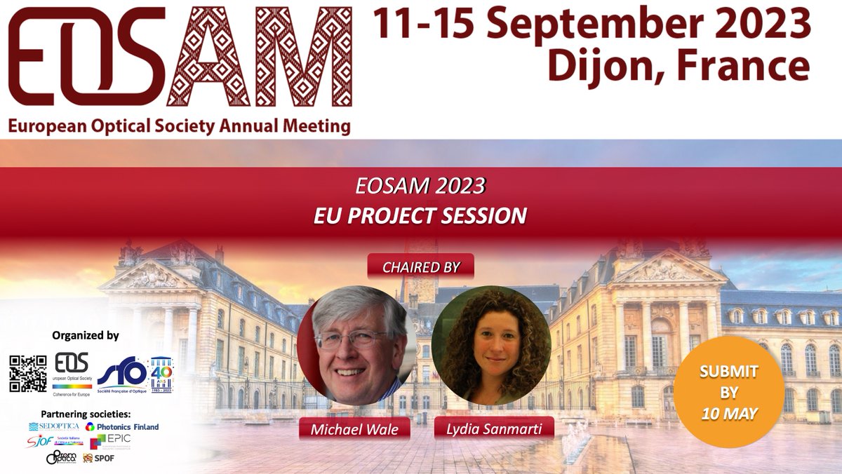 Join #EOSAM2023's EU project session to showcase current project goals and results to a wider audience. Projects must involve international consortiums and be active during the conference or have finished within three months prior. #optics #photonics #research #innovation