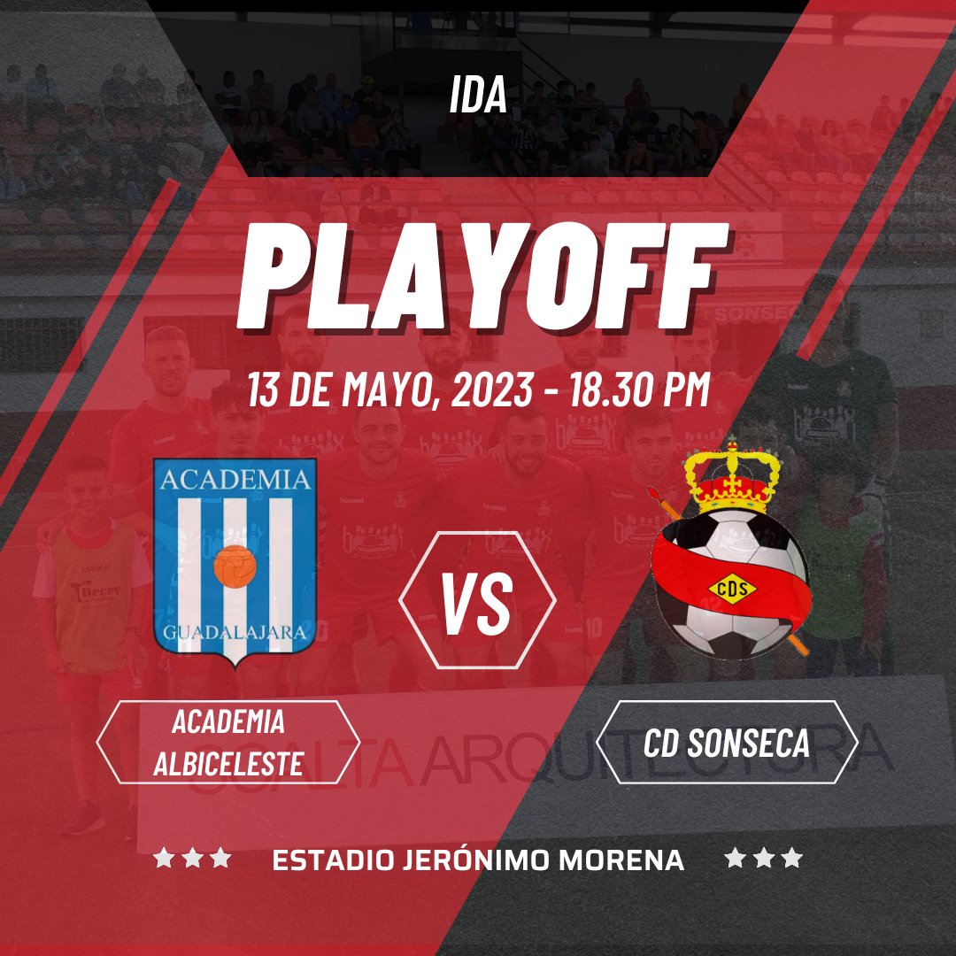 CDSonseca's tweet photo. 🚨 ℍ𝕆ℝ𝔸ℝ𝕀𝕆 ℂ𝕆ℕ𝔽𝕀ℝ𝕄𝔸𝔻𝕆 🔥

👉 𝐈𝐃𝐀 𝐏𝐋𝐀𝐘𝐎𝐅𝐅 𝐃𝐄 𝐀𝐒𝐂𝐄𝐍𝐒𝐎 𝗔 𝗣𝗥𝗘𝗙𝗘𝗥𝗘𝗡𝗧𝗘 ⬆️

🆚 @Academia_Alb
🗓️ Sábado, 13 de Mayo
⏰ 18:30
🏟️ 𝙅𝙚𝙧𝙤𝙣𝙞𝙢𝙤 𝙈𝙤𝙧𝙚𝙣𝙖 (Guadalajara)

💪 𝑽𝑨𝑴𝑶𝑺 𝑬𝑸𝑼𝑰𝑷𝑶 ‼️

🔴🔴🔴🔴🔴🔴

#CDSonseca  #PorVolver https://t.co/a66KESXVqx
