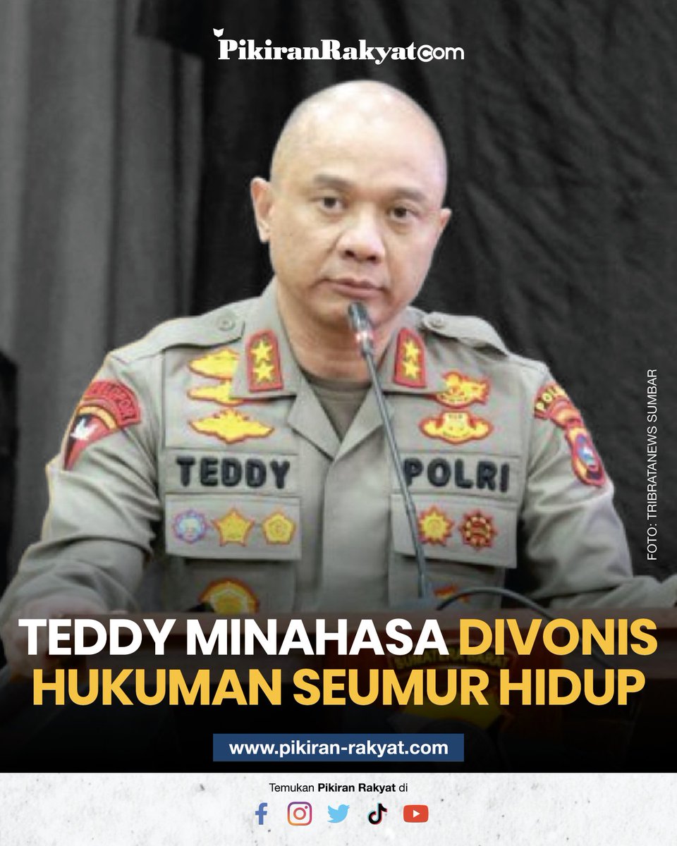 pikiran_rakyat's tweet photo. Terbukti Bersalah Edarkan Sabu, Irjen Teddy Minahasa Divonis Penjara Seumur Hidup
.
Baca selengkapnya: https://t.co/sB0m4Dq3AS
#PikiranRakyat #PRMN #TeddyMinahasa #Divonis #hukuman #seumurhidup #penjara #narkoba #sabu https://t.co/qBnoApm0So