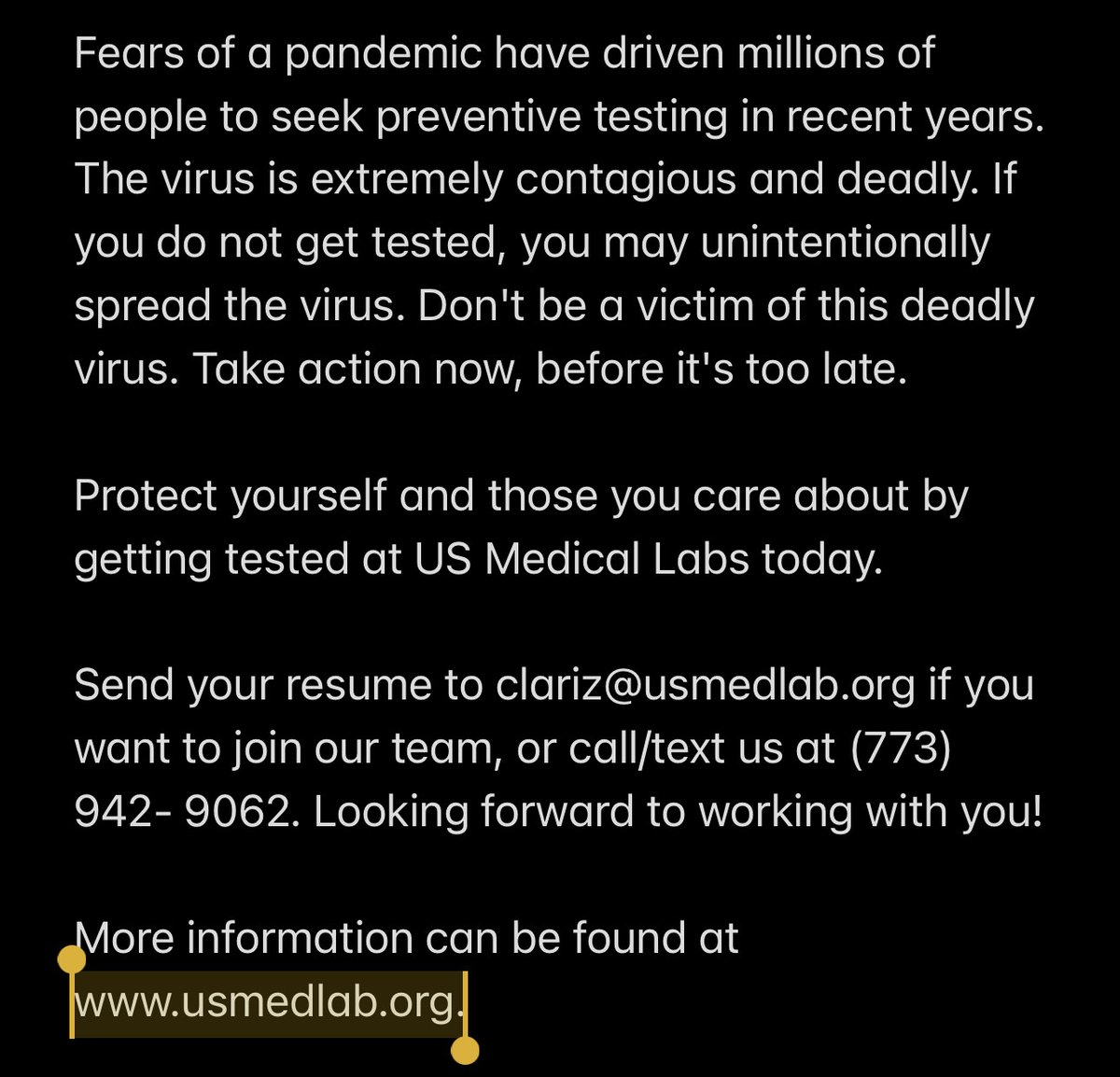 vastplaines's tweet photo. Stay safe this spring - sign up for weekly Covid-19 testing from US Medical Labs! 

🗓️https://t.co/uZplNLHsYV
   
#USMedlabCovidTester #COVID19 #covidtest #illinois #Chicago #telehealth #chicagohealthcare #brunch #rooftop #SpringBreak  #summertimechi #festival #foodie #restaurant https://t.co/et7qkXpeKx