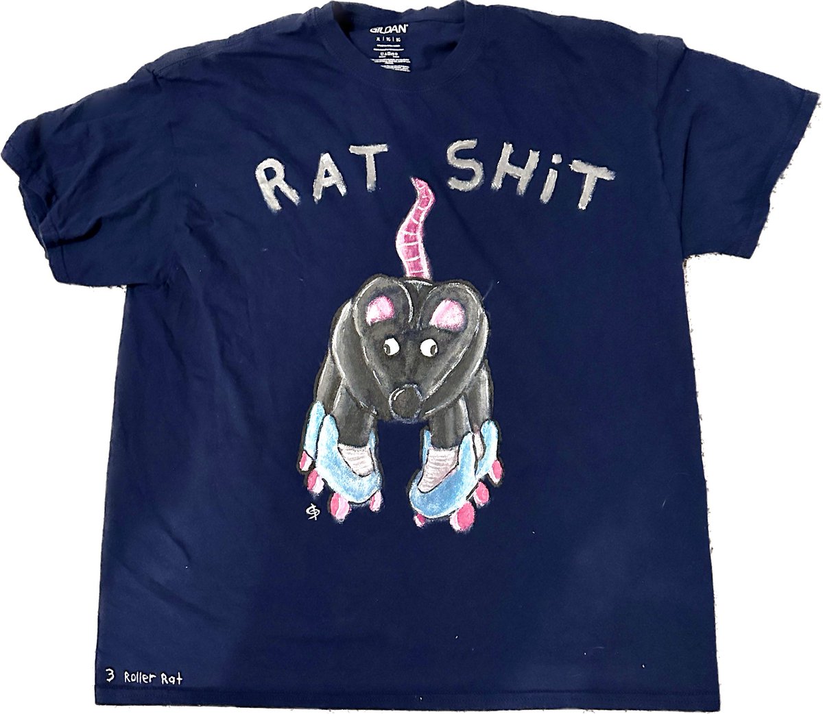 For Sale
“ROLLER RAT”
$50 
XL
The 3rd Shirt in the series
Every shirt increases in price by $10

#ratshit #shirts #clothing #streetwear #rat #rollerderby #skates #skaterat #handpainted #art #artist #nashville #nashvilleart #streetart