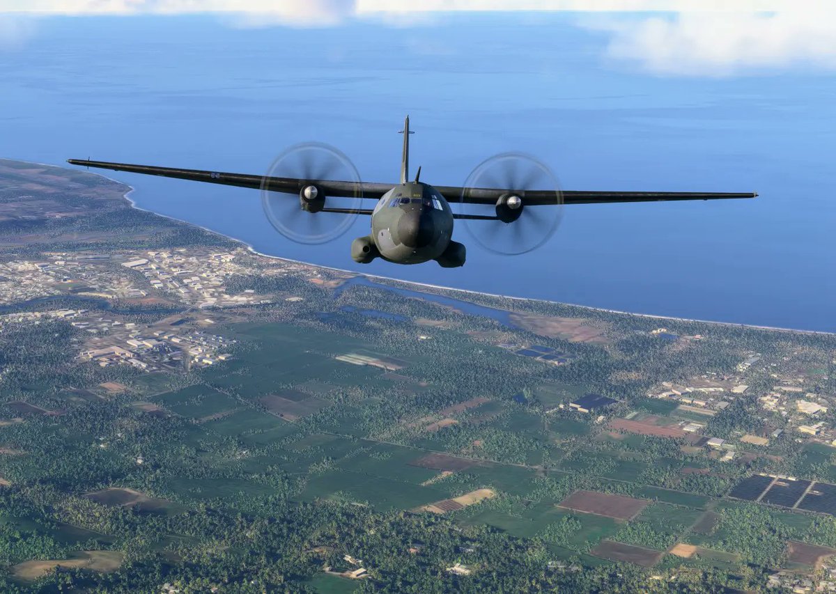 CaptainDKenobi's tweet photo. Morning flight in the gorgeous island of La Réunion #c160transall #msfs #XboxSeriesX @msfsofficial https://t.co/6L0aCzajuo