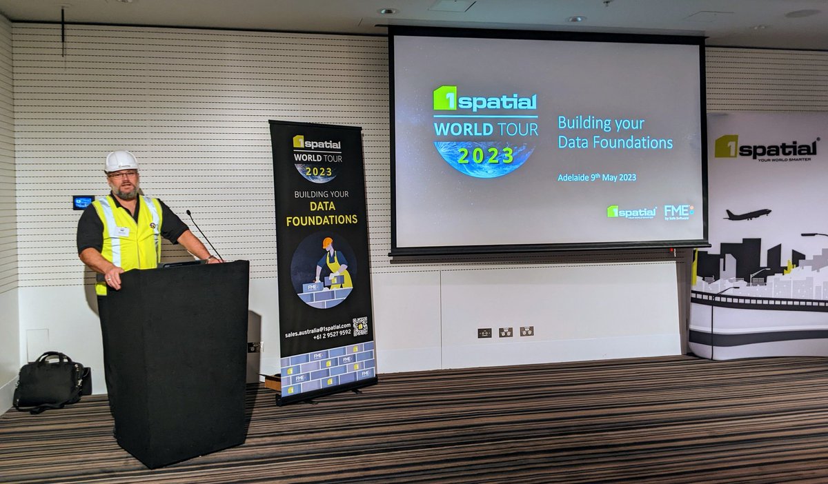 bobchell's tweet photo. Leg Two of the #1Spatial World Tour with the @1SpatialAus team, today it's Adelaide. #datagovernance #1SWT23 https://t.co/RyughDfNUv