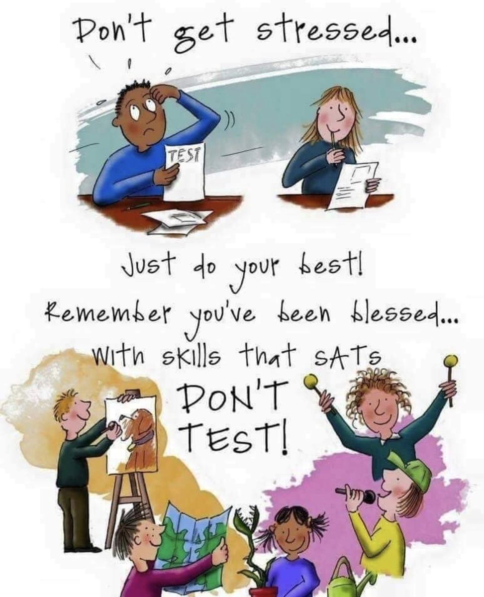 🌟 As #SATS begin today, let's remind our children that these tests can't measure the wonderful individuals they are! 🌈 Their unique skills and talents go far beyond any score. 😊 Prioritise mental health & wellbeing and let them shine! 💕 #edutwitter #MoreThanAScore ✨