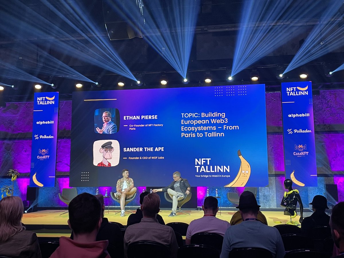 Good to see <a href="/sandergansen/">Sander Gansen 🍌</a> and <a href="/EthanPierse/">Ξthan Pierse 🦙🤖</a> talking about Building European Web3 Ecosystems at @NFTTallinn this morning. It’s clear that #Denmark (and most EU countries) can do a lot more to help nascent tech industries grow.