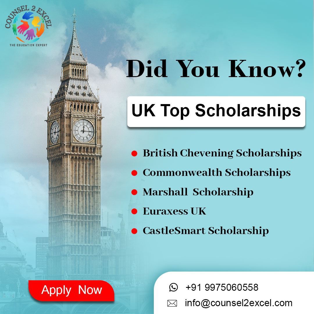 counsel2excel's tweet image. Did you know about these Top UK scholarships?
#counsel2excel #ukscholorships #scholorship #studyinuk #ukstudy #studyabroad #overseaseducation #mastersprogram #ukuniversity #studyabroadconsultants #ukeducation