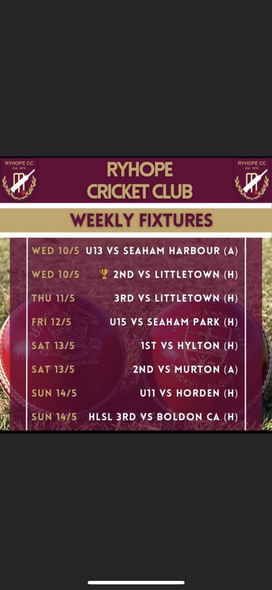 This weeks club fixtures. Weather permitting 🏏🏏