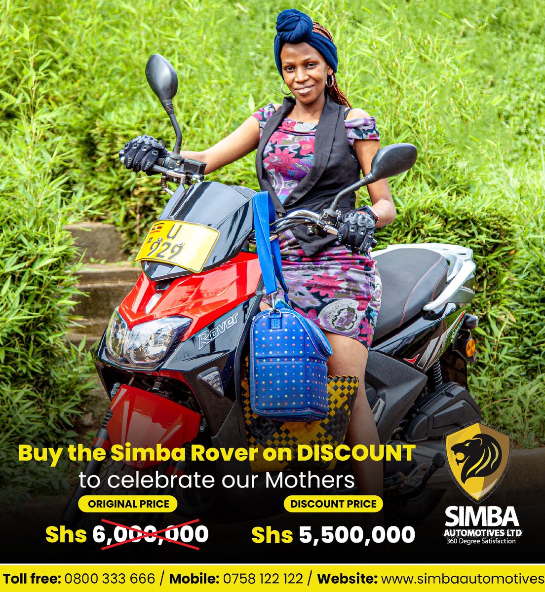 SimbaAutomotiv1's tweet image. We have great a DISCOUNT for you Simba Lovers!😃
This 150cc Simba Rover scooter is now Ugx5.5m in celebration of all our lovely Mothers.

#simbaautomotives #simbarover #scooters #classy #MothersDay