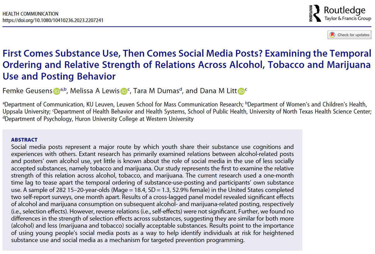 Are 🍷#alcohol-related social media effects similar to 🚬#tobacco- or 🌿🚬#marijuana-related social media effects? Find out in my newest publication in collaboration with the amazing <a href="/MelissaLewisPhD/">Melissa A Lewis</a> <a href="/PhDLitt/">Dana Litt</a> <a href="/Dumas_TM/">Tara Dumas</a>! Free eprints available here: tandfonline.com/eprint/YNIZIPI…