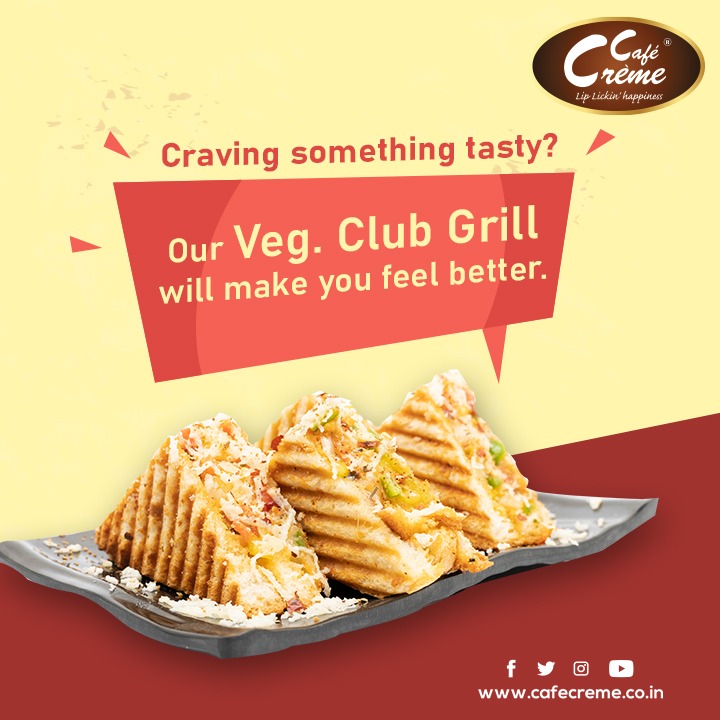 Enjoy the irresistible goodness of our Grill Sandwich.

#CafeCreme | #ChocolateSandwich | #KUKA |  #CafeFranchise | #CafeBusiness | #Chocolate | #ChocolateSandwich | #ChocolateSandwich | #ChocolateShakes | #FruitShakes | #ChocoShots |#browni | #Momos | #exoticmomos | #Sandwich