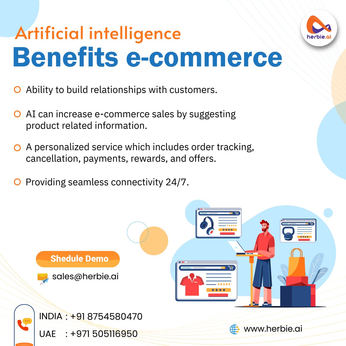 Boost sales, marketing, and operations with
Herbie conversational AI in e-Commerce.
Visit: herbie.ai

#eCommerce #eCommerceWebsite #ecommerceIndia #ecommercebusiness #ecommercestore #ecommerceappdesignanddevelopment #whatsApp #GoogleIO