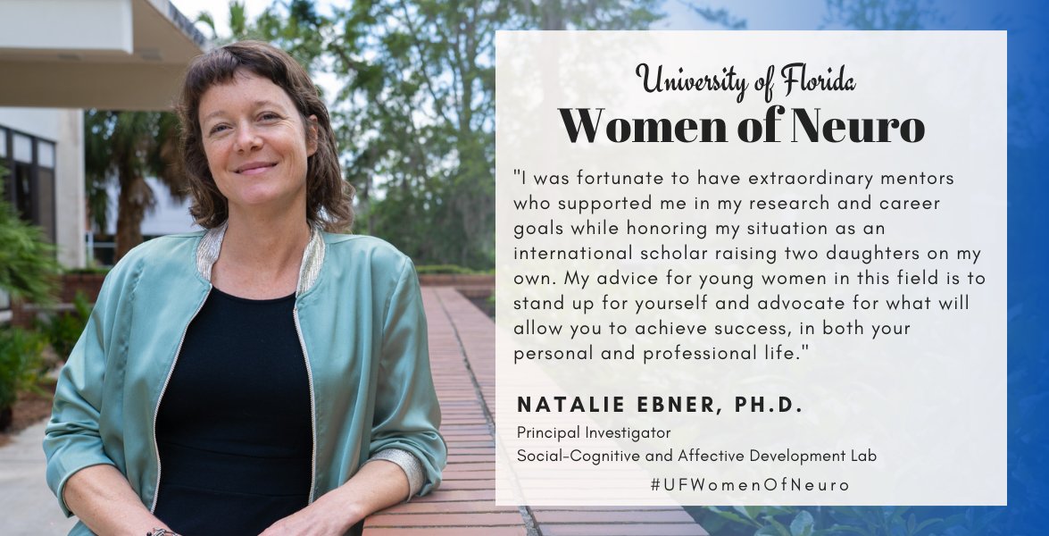 Dr. Natalie Ebner is PI of <a href="/UF/">FLORIDA</a>'s Social-Cognitive and Affective Development Lab. Her research aims to identify factors that contribute to healthy social &amp; emotional skills in older age, using methods including biofeedback, oxytocin supplementation &amp; eye tracking. #UFWomenOfNeuro