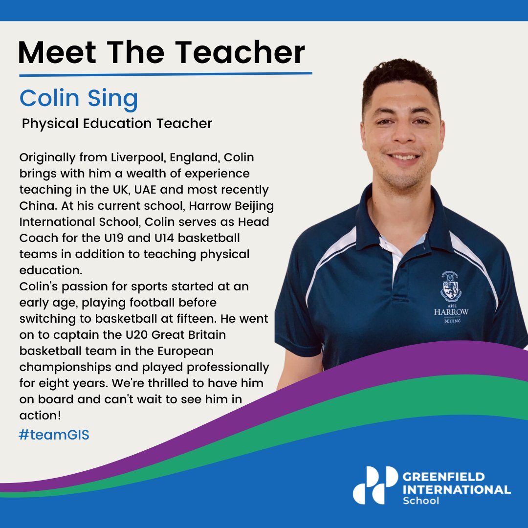 GreenfieldIntS's tweet photo. Welcome to #teamGIS, Mr Colin Sing, who will join our PE department in August 2023.
#behappybeGIS #ProudlyTaaleem #InspiringYoungMinds #AllForTheLoveOfLearning #ChallengingEveryMind
@Taaleem https://t.co/skSZRMJcTX