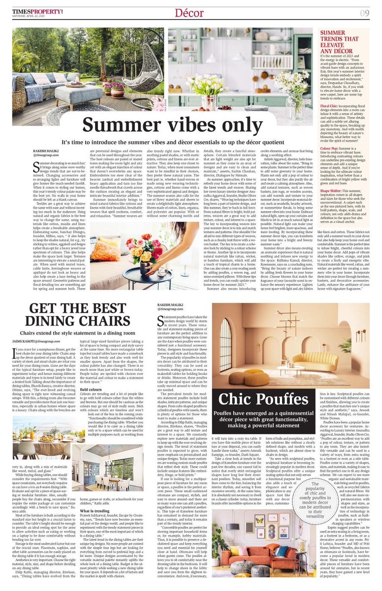 AnuradhaDesigns's tweet photo. Summer is a time for fresh vibes, new ideas & more energy...
Article in @timesofindia
#AnuradhaAggarwalDesigns #StudioOlivesCre #interiordesign https://t.co/KRs68sweef