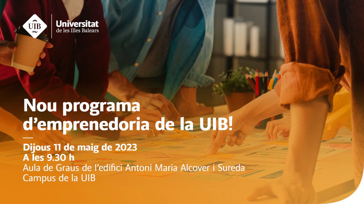 UIBuniversitat's tweet photo. 🤔 Vols desenvolupar habilitats #empresarials, aprendre a identificar oportunitats de #negoci i transformar les teves #idees en projectes reals?
📢 Vine a la presentació del programa d'#emprenedoria de la #UIB!
🔗 Inscripcions a: https://t.co/y92rz135vc https://t.co/kfRg46q6m6