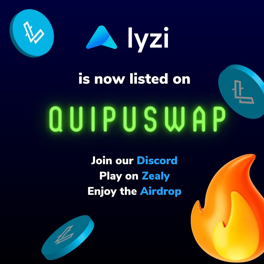 Lyzi_app's tweet photo. 1/4

🚨 GRAB OUR $LYZI TOKEN NOW🚨

🔥The claim is available directly into your back office 🔥

🚀 We're LIVE on Quipuswap 🚀
👉 https://t.co/TaAbyVceHT

📈 $LYZI is listed at 0.12$

🚜 You'll be able to farm the LYZI/XTZ pair https://t.co/VgHS9ZlKXG