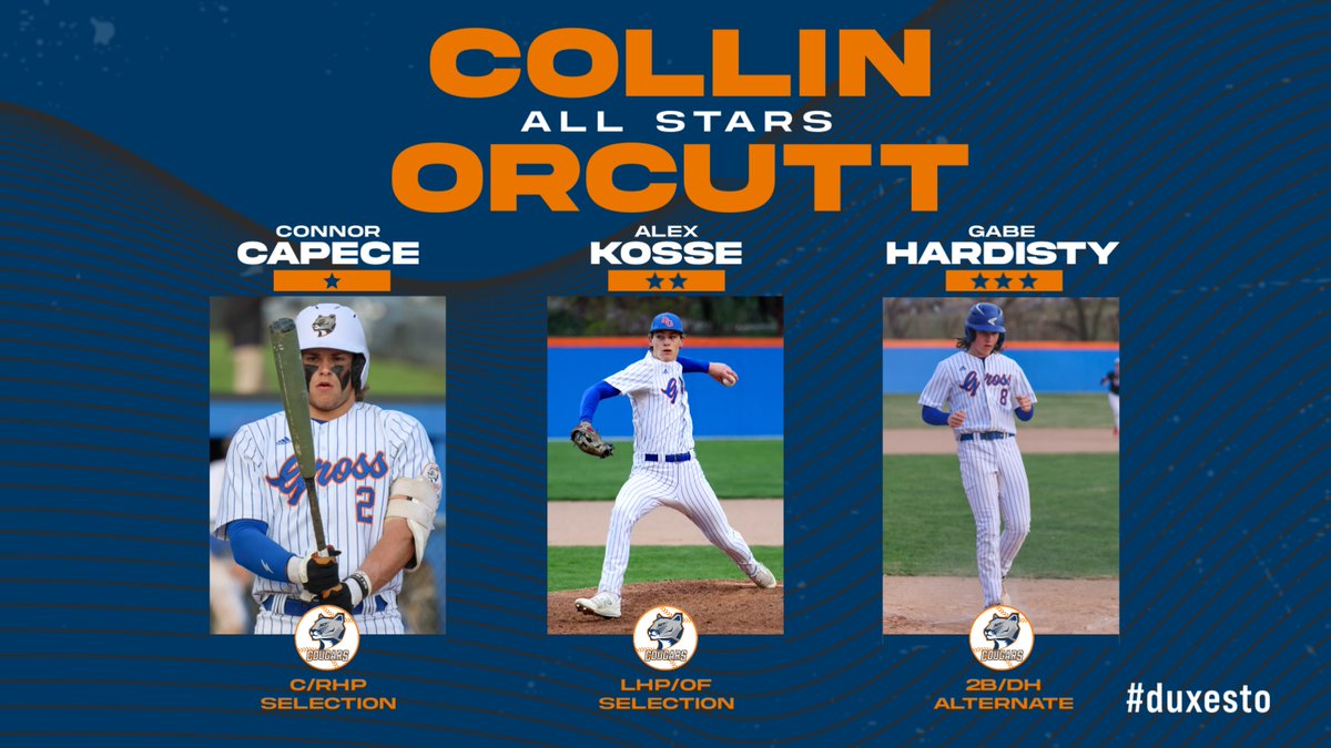 GrossHSBaseball's tweet photo. Congrats to our Collin Orcutt selections.  #duxesto https://t.co/J1pZnPKWCp
