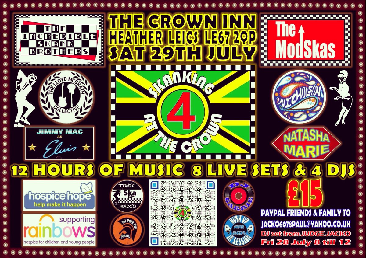 jacko6078's tweet photo. £15 early or more on the door.
3 ways to get tickets, https://t.co/zxjlP0hPyx. Send as Friends and Family.
Skiddle https://t.co/pRHbIsow8F
Or bank transfer
Account name: JACKSON PJ
Sort Code: 50-42-37
Account Nummber: 70839565
Put your name as reference.
U16s free with an adult https://t.co/XznzV5XPH5