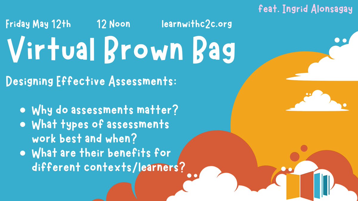 This month's Virtual Brown Bag is just around the corner! Join Ingrid Alonsagay in a discussion about Designing Effective Assessments.

Register today! ow.ly/VLOl50Og30p
