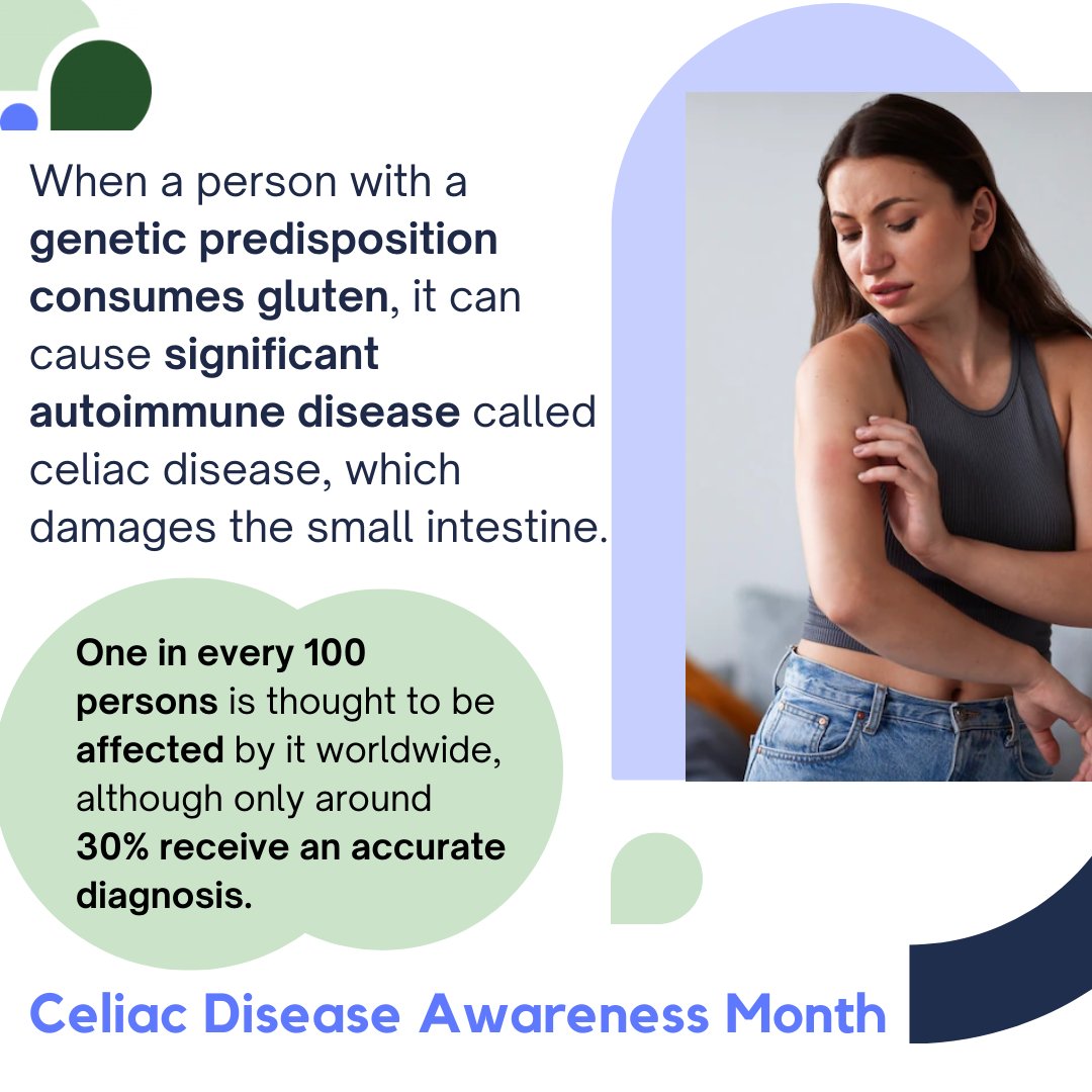 Celiac Disease can lead to other health complications. People with Celiac Disease are often undiagnosed or misdiagnosed with women, children, and non-Hispanic Whites being the commonly affected groups. 

#celiac #celiacawarenessmonth #glutenfree #celiacdisease #chronicillness