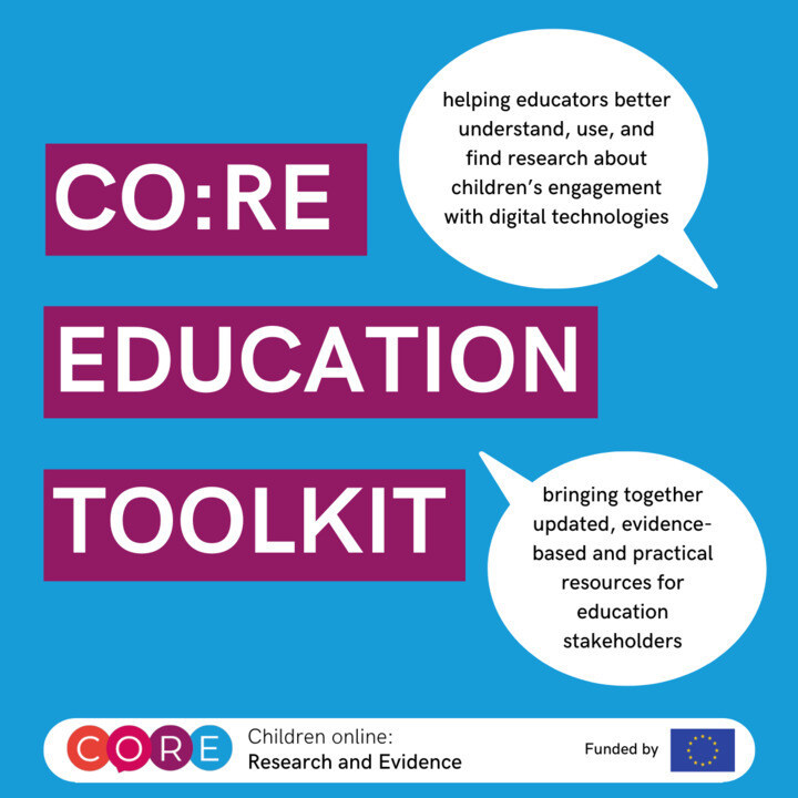 Check out the CO:RE Education Toolkit! 

🔹It bring together updated, evidence-based and practical resources 
🔹and helps educators better understand, use, and find research about children’s engagement with digital technologies 

Have a look 👉 bit.ly/3l8o47F