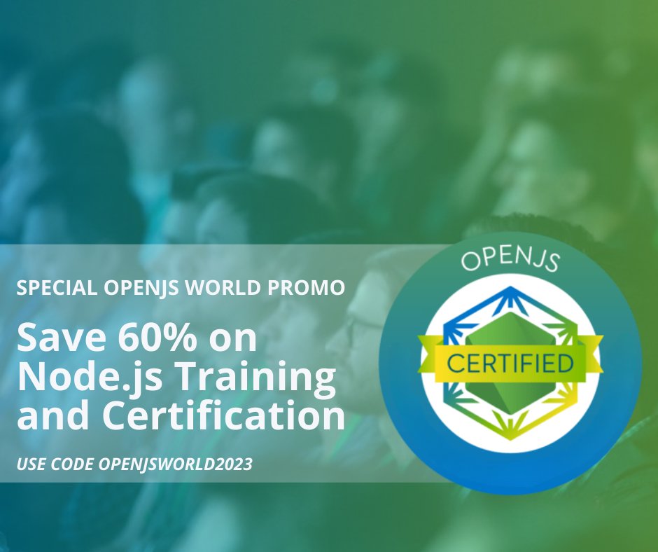 Save on Node.js training + certification this week! Use code OPENJSWORLD2023 to get 60% off until May 15.

Happy OpenJS World ✨

hubs.la/Q01N_M-W0