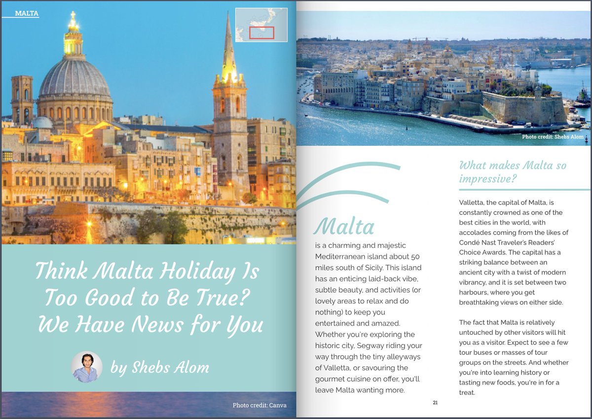 Think Malta is too good to be true? Wait until you read my piece for <a href="/VoyagersV/">Voyagers Voice</a>. You will be heading out there soon! 

voyagersvoice.com/new-edition-ht…

#moretoexplore #bgtw #bgtwmalta #malta #valletta <a href="/VisitMaltaUK/">Visit Malta UK</a> <a href="/TravWriters/">BGTW: British Guild of Travel Writers</a>