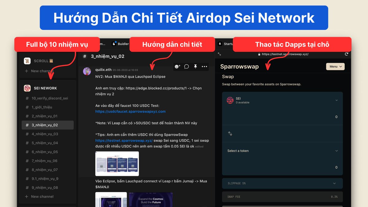 airdropgod_eth's tweet photo. @seinetwork_viet @SeiNetwork @BlockedProtocol Tổng hợp và hướng dẫn đầy đủ 10 các nhiệm vụ. Mỗi bước đều có link thao tác giúp anh em làm tại chỗ một cách dễ dàng.
Ae cày nhiều acc và người mới tham gia có thể trải nghiệm thử sản phẩm nhé. https://t.co/zOTzWNvuro