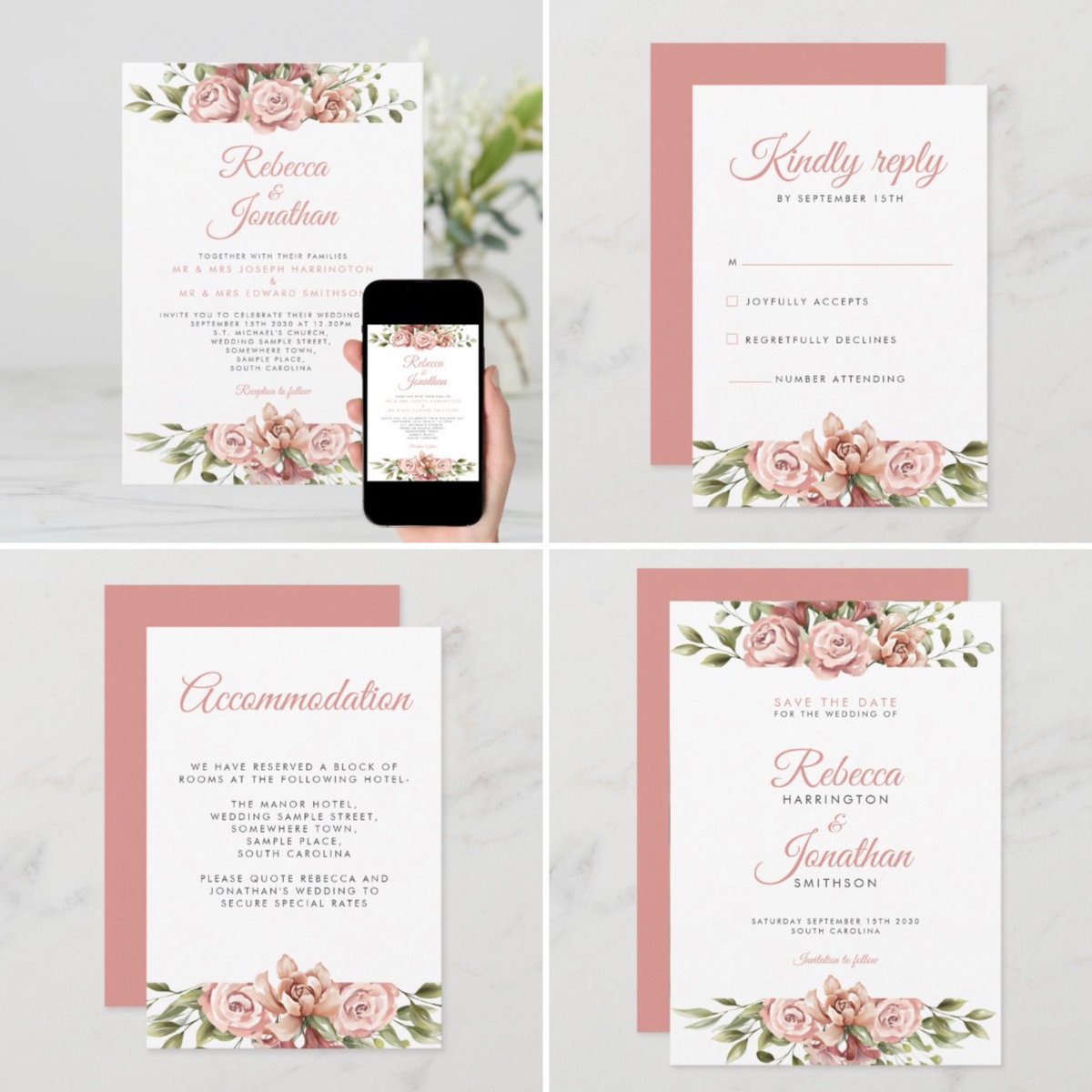 Save 15% off these gorgeous items in the Blush Pink Watercolor Floral Wedding Stationery suite. Check it out here… zazzle.co.uk/collections/bl…

#weddinginvitation #weddingday #blushpink #zazzlemade #MHHSBD