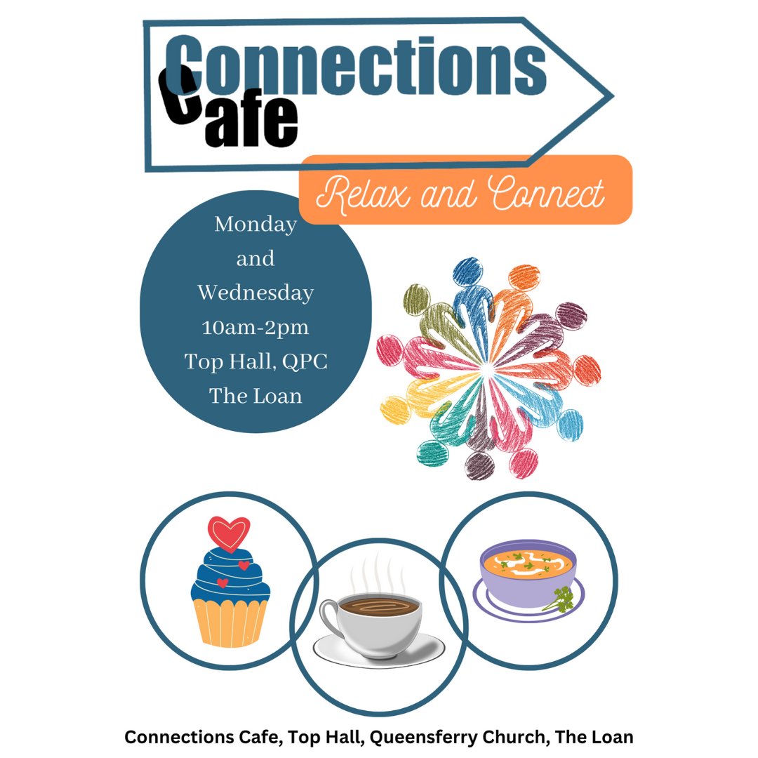 QueensferryCare's tweet photo. A warm welcome to all who come along to the Connections Café, enjoy refreshments, home baking or even a light lunch in the company of friends. Connections café welcomes individuals, friends &amp; are happy that a craft group and mothers group chose to come along #southqueensferry https://t.co/szxq95AV9i