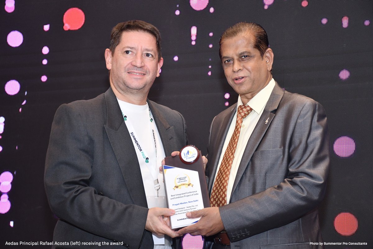 Aedas's tweet photo. We are pleased to announce that Aedas-designed Pragati Maidan has received the Best Integrated Conference and Exhibition Project of India at Global Smart Build Summit (GSBS) 6th Edition and #Time2leap Awards! #India #NewDelhi https://t.co/beVlpBNI8E