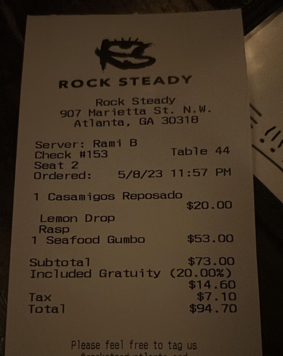 theesirpaul's tweet photo. When I say it cost at minimum a $100 to go outside in ATL this is what I mean  ... This is 1 drink + entree 🫠 https://t.co/Tnz6wM36SX