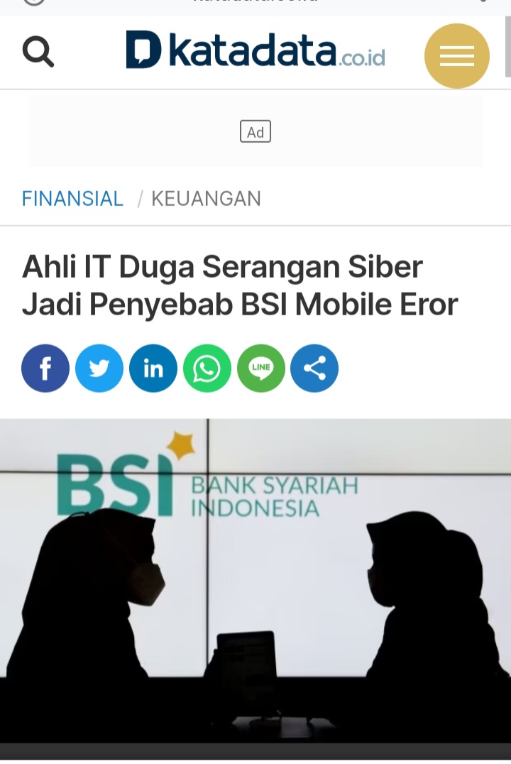 Mobile banking BSI sdh 2 hari down.

Geng2 pemalak digital yg minta uang tebusan miliaran bnyk beroperasi di seluruh dunia (ransomware gang). 

OJK x BSI harus transparan jelaskan apa yg terjadi. 

Bank2 wajib tingkatkan cyber security 10 kali lipat. 

Bayangkan jk BCA yg kena.