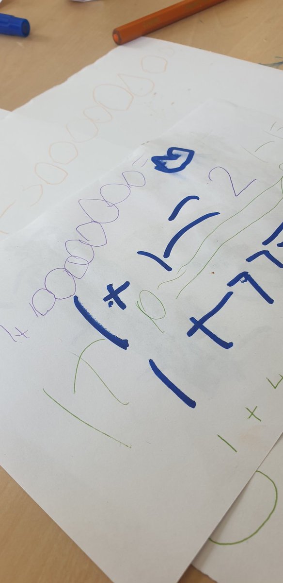 nurserydennyps's tweet photo. "Whats 1+77?" "G its 8"said C
- G enjoys writing numbers so a few of his friends joined in writing numbers, exploring them and making up their own number counts and trying to work out what the totals were. #numeracy #counting #mathsallaround https://t.co/mE0U7kqXQW