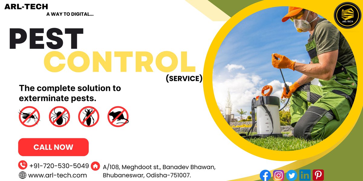 ARLTECHH's tweet photo. FOR YOUR, "PEST CONTROL PROBLEMS, WE'VE GOT SOLUTIONS."
GET THE BEST PEST CONTROL SERVICE AT THE BEST PRICE. FOR MORE/ BOOKING CONTACT US TODAY AT - +91-720-530-5049.
website - https://t.co/PkqXS9W2U3
#construction #heavyequipment #rentalequipment #Borewell #pestcontrol #arltech https://t.co/AkJyUpgh5C
