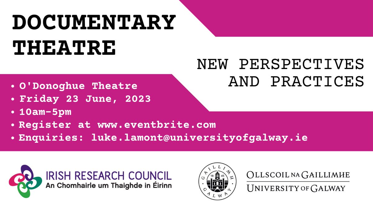 luke_lamo's tweet photo. Met so many great researchers at ISTR 2023 at @uniofgalway, thanks to @IrishTheatreRes, @DkIT_ie and the rest of the org committee!

Back at the O'Donoghue Centre on 23 June for 'Documentary Theatre: New Perspectives and Practices' thanks to @IrishResearch  #LoveIrishResearch https://t.co/xXNGakv9Fd