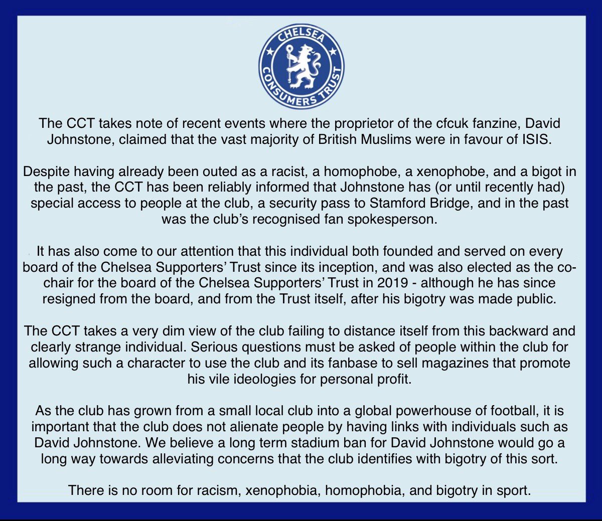 Chelsea Consumers’ Trust ⭐️⭐️ tweet media