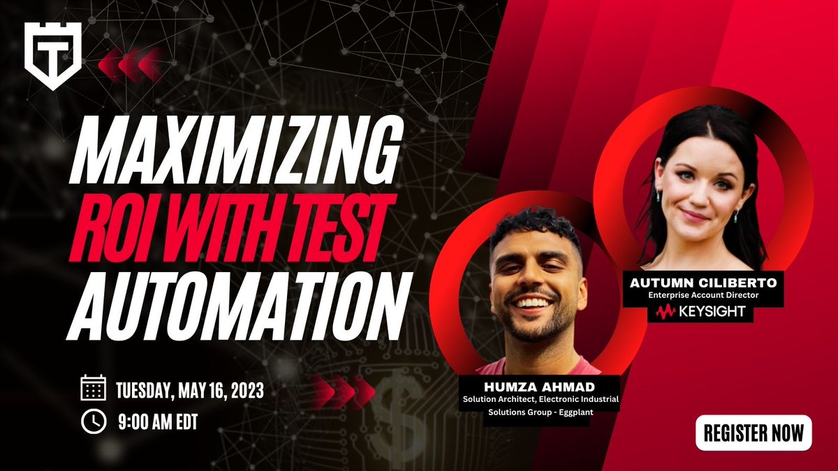 joecolantonio's tweet photo. Join @AutumnCiliberto and Ahmad Humza to explore how #intelligentautomation can help you achieve better results and save time and money. ๐ https://t.co/0Apiyd3xd5 #KeysightTechnologies #EggplantSoftware #TestAutomation #testguildtrainingsession @Keysight https://t.co/OrELF4fTKy