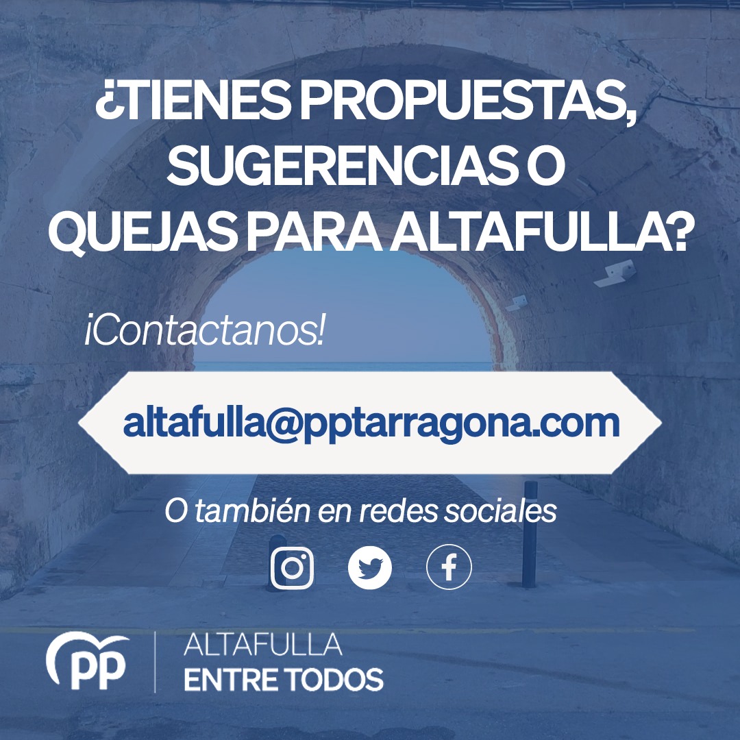 pp_altafulla's tweet photo. Queremos ser tu voz🚨📢

Si tienes algún tipo de propuesta, sugerencia o queja, escríbenos a altafulla@pptarragona.com 📩

Estamos aquí para ti, para todos🤲 https://t.co/nG33sn0Oqd