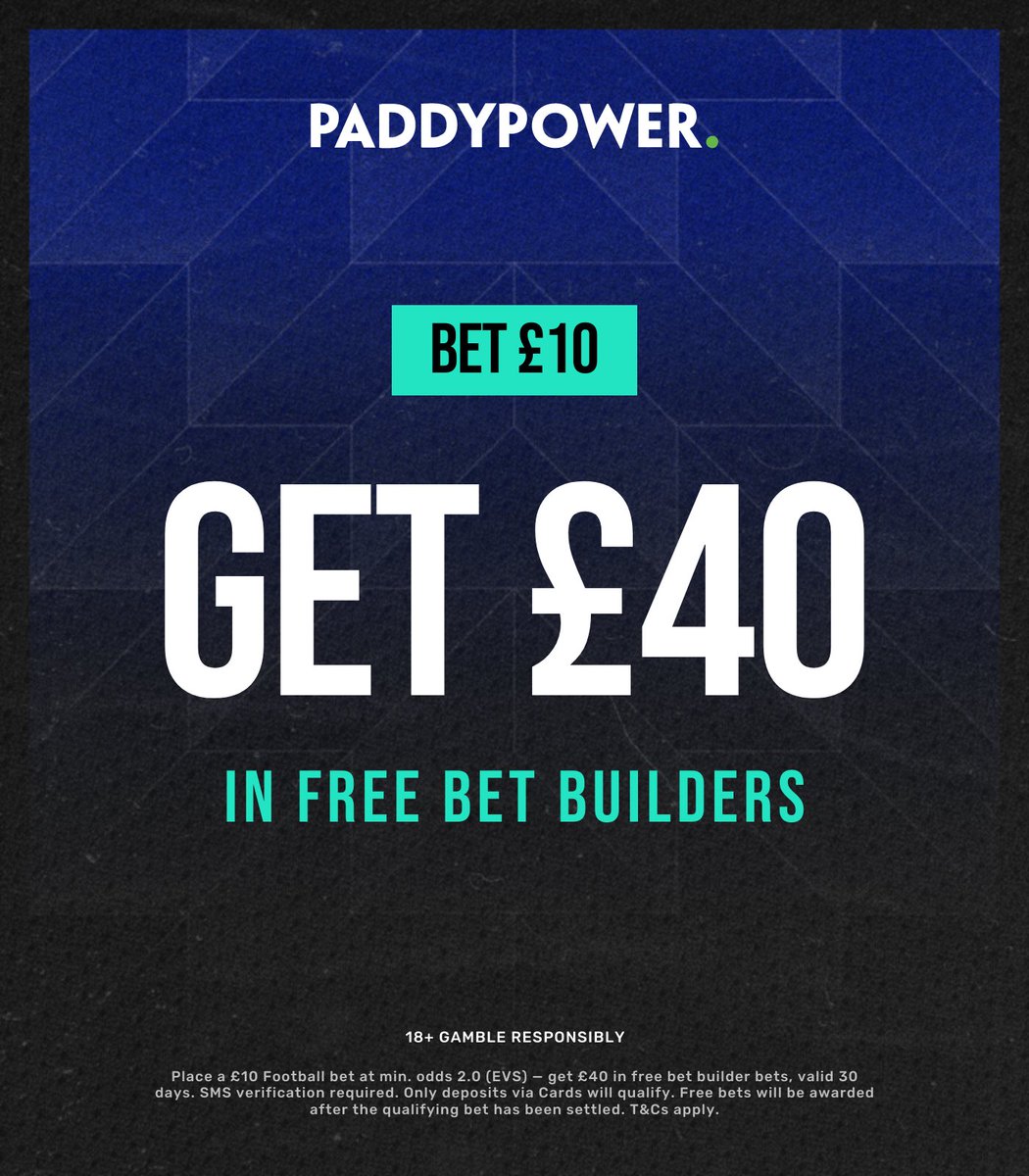 🚨 Huge night of Champions League football, and I’ve spotted a cracking offer to take advantage of it.

Sign up to Paddy Power, bet £10, and unlock £40 in free bets.

📌 Here: bit.ly/PP-40free

Ideal given all the upcoming football, and it’s so simple to join. 

18+, Ts&amp;Cs