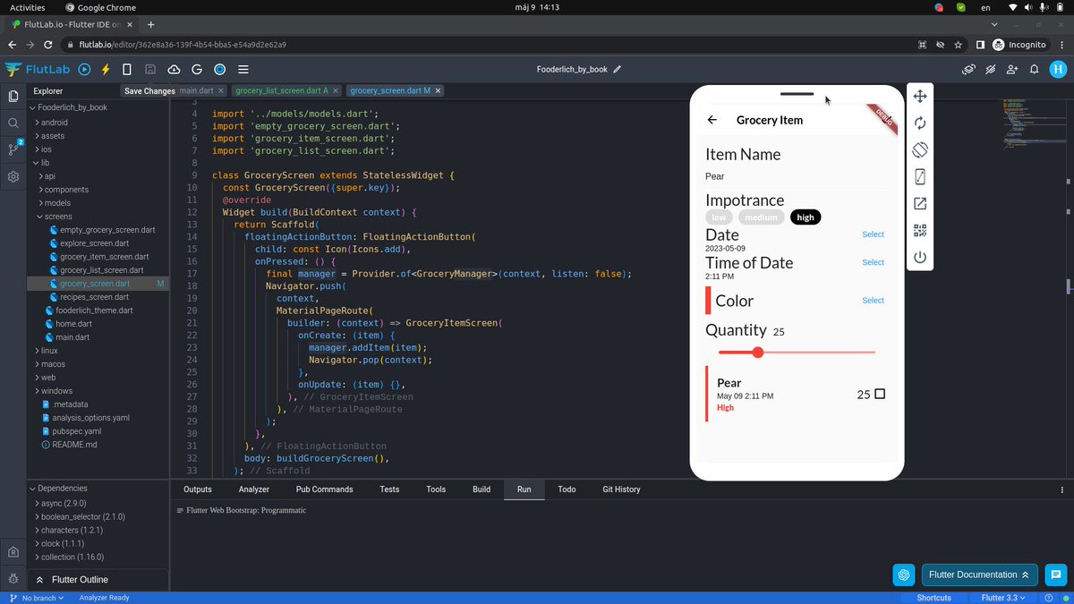 HappyDivchyna's tweet photo. Day28: Building grocery tile.
@FlutLab Sandbox - https://t.co/dTXQhP5C9I (play with code).       
#100DaysofCode with "Flutter Apprentice" https://t.co/r55seQdQmy