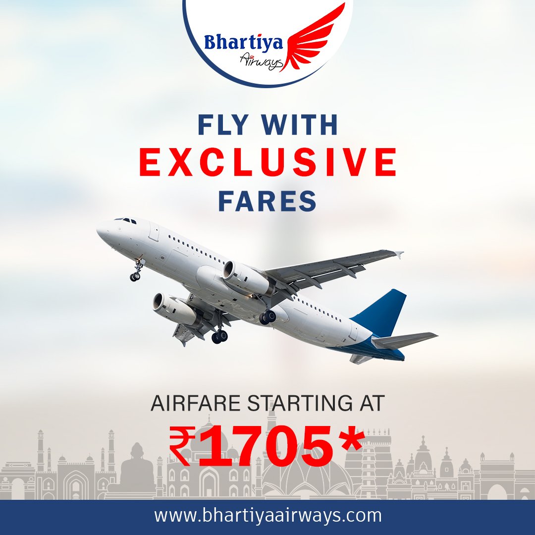 Fly with Exclusive FARES
Starting at just ₹1705*
Find the Best price on flights with our low fare finder ❗'

For more details ⬇️
bhartiyaairways.com

#cheapflights #lowfare #airfare #flightbooking #flightticket #travelonabudget #affordableflights #cheappackages #MIvsRCB