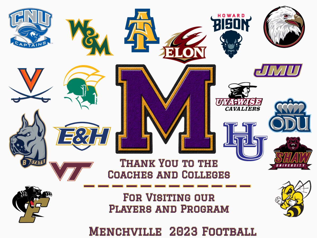 DaVille757's tweet photo. We would like to thank all of the coaches and their schools for coming out to recruit our players here at Menchville High School. https://t.co/0YJvWfaAq5
