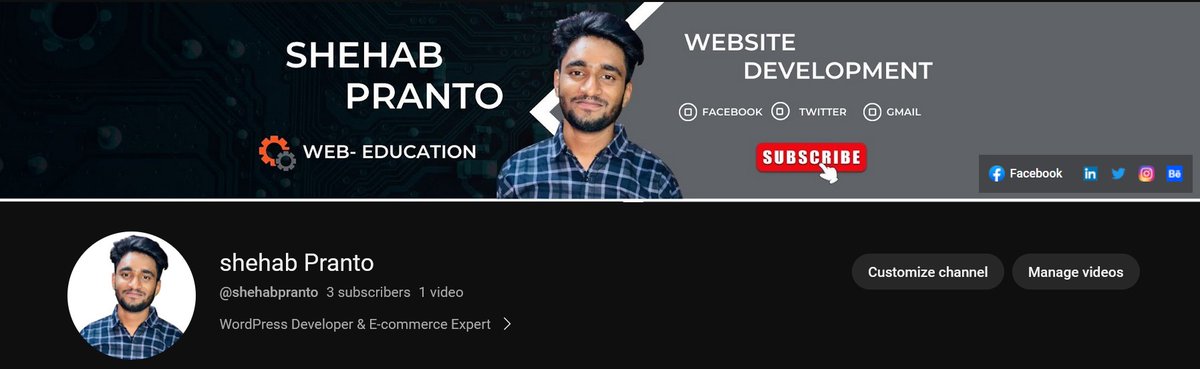PrantoShehab's tweet photo. ✅At last I start my youtube channel on Web Solutions, Basic Web components and Slowly I move on to advance. 
👉👉My channel: https://t.co/ODkoKH2jK9 
👉👉Subscribe and stay with me. 
😍Love from me to everyone😍

#wordpress #youtube #ImranKhan #バウアー #نکلو_خان_کی_زندگی_بچاؤ https://t.co/bty8OBrRL8