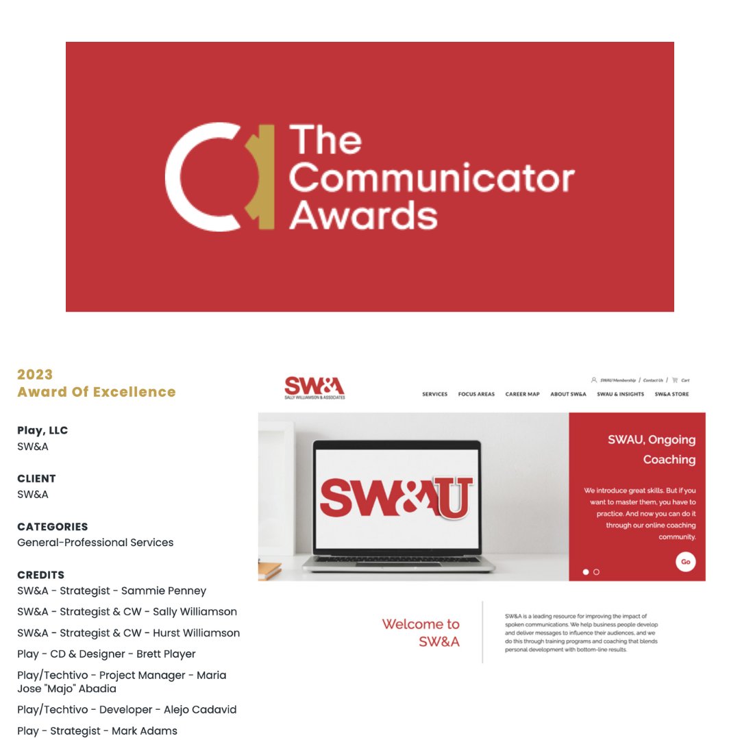 SallyWill_Assoc's tweet photo. Wow! We are a winner of an international communications award for https://t.co/GRvFqU0Dwc with the highest honor with the 29th Annual Communicator Awards for B2B Website. Hey team! What should we do to celebrate? Great work!

#communications #award #teamwork #leadership https://t.co/qKDiA20jHc