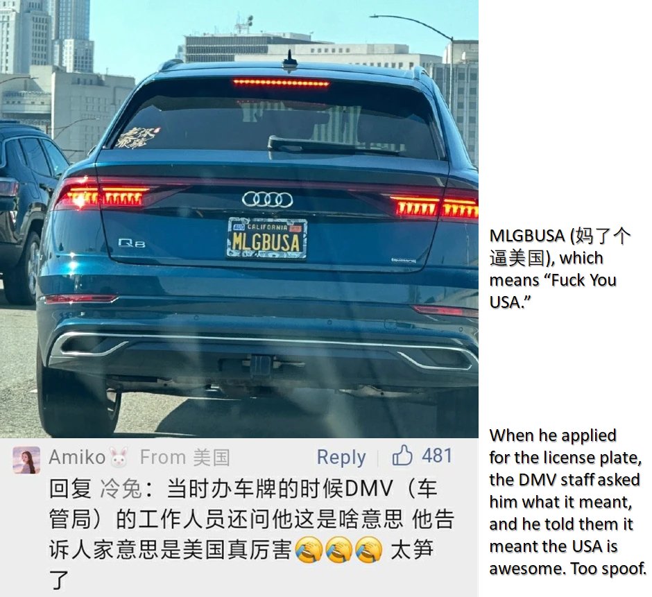 TGTM_Official's tweet photo. A license plate applied by a person from an amazing country. Being the meanest guy in the freest country.

#TheGreatTranslationMovement https://t.co/qE1s0UH0V3