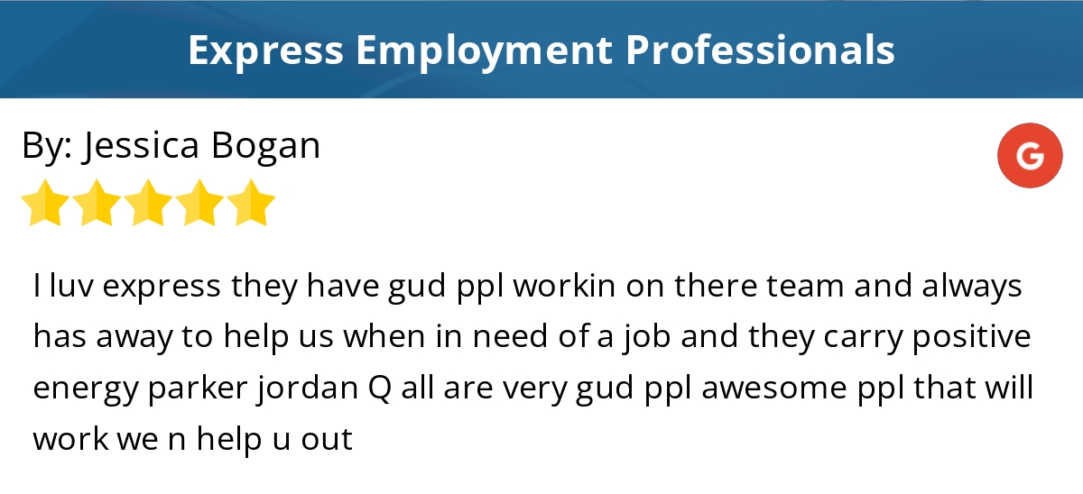5 Star: Jessica B. "I luv express they have gud ppl workin on there team and always..." maps.google.com/?cid=130943493…
