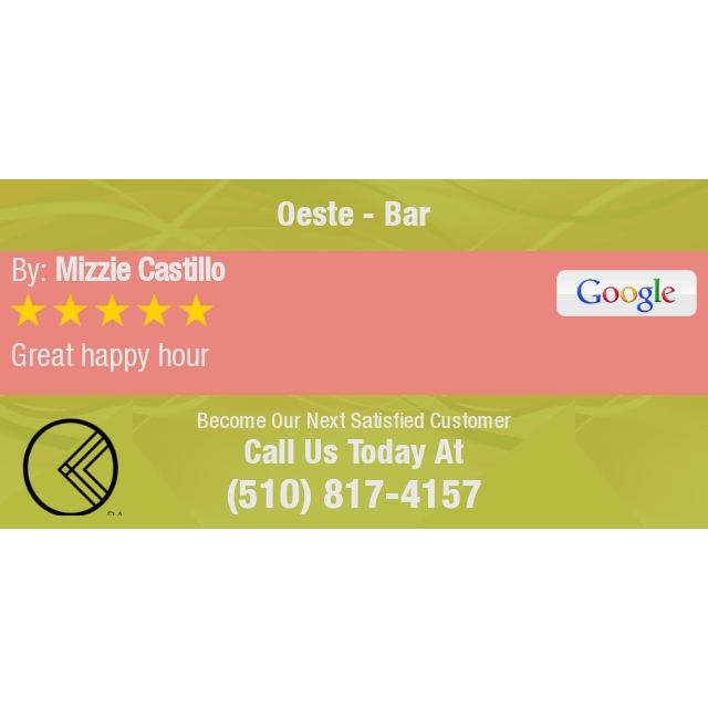 5 Star: Mizzie C. "Great happy hour" maps.google.com/?cid=911909947…