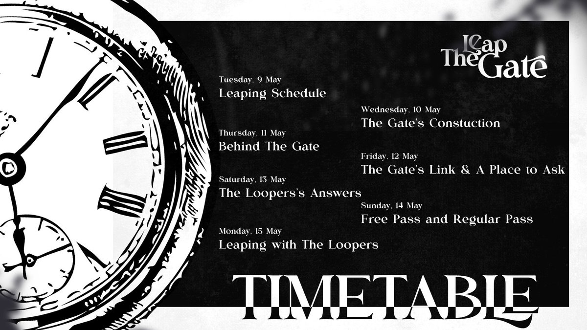 LeapTheGate's tweet photo. ‍  
‍ ‍ ‍ ‍     ‍   As the gate has already opened, the schedule has finally arrived. We decided to find who's the next paladin before the big bloodshed coming. Grab your pin and mark the calendar so you know when to get in line! Are you ready to pass the gate?
 ‍ ‍ ‍     ‍‍ https://t.co/yA85qVgC6D